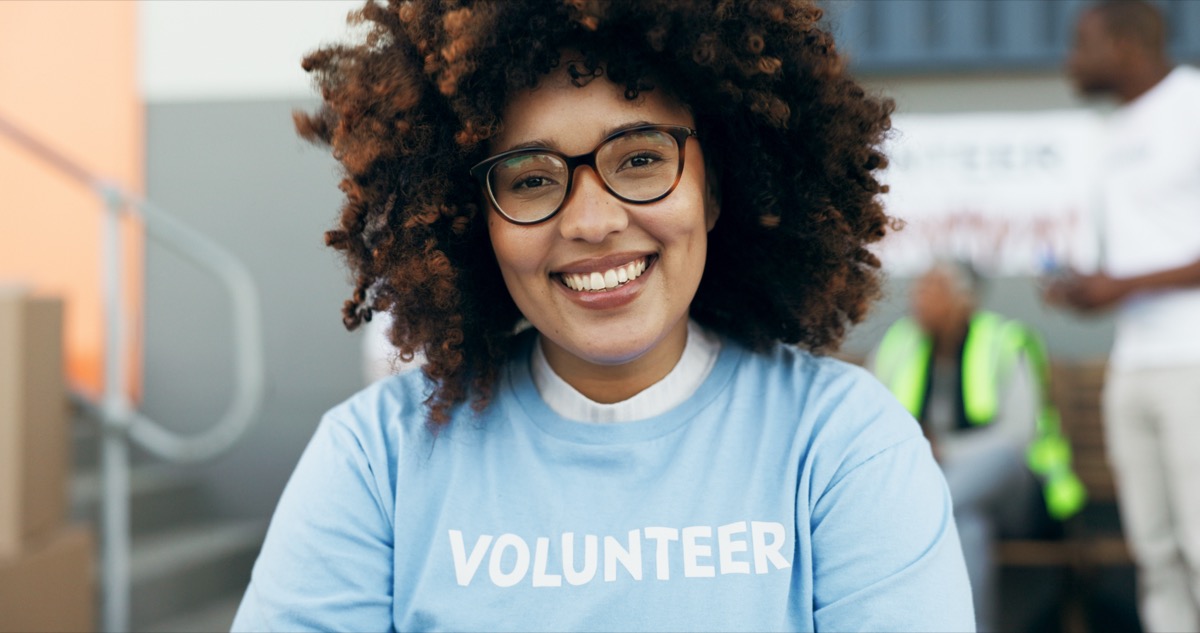 Volunteer smiling